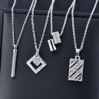 Sinleery 韓式銀色水晶項鍊女士不銹鋼幾何吊墜首飾 XL882