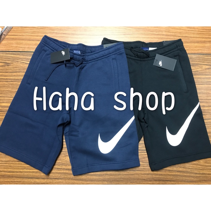 【Haha shop】Nike Nsw Big Swoosh Logo 短褲 短棉褲 黑色 深藍 843520 010