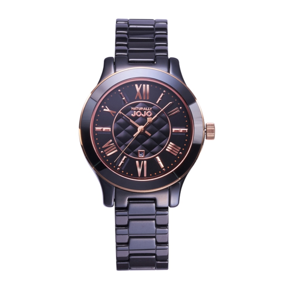 NATURALLY JOJO氣質典雅 菱格時尚腕錶-黑 JO96947-88R