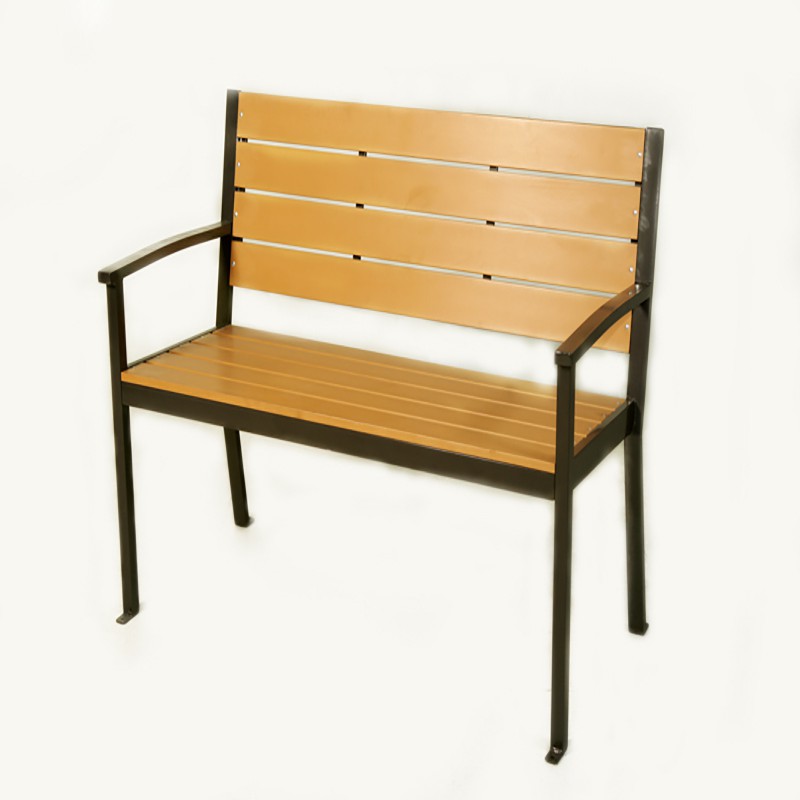 【FU28-5】 鐵製塑木公園椅(咖啡)  S13108