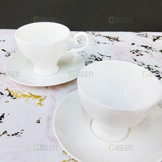 八角杯碟(160 ml)／陶瓷／居家／辦公室／骨瓷杯／Espresso／莊園咖啡／濃縮／白色杯碟／咖啡杯／英式