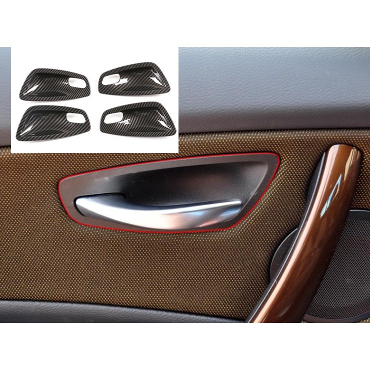 BMW E87 4門版 07-11款1系 120D 120 碳纖維 內門碗飾蓋 內把手飾板 拉手 門碗 手把 內門把