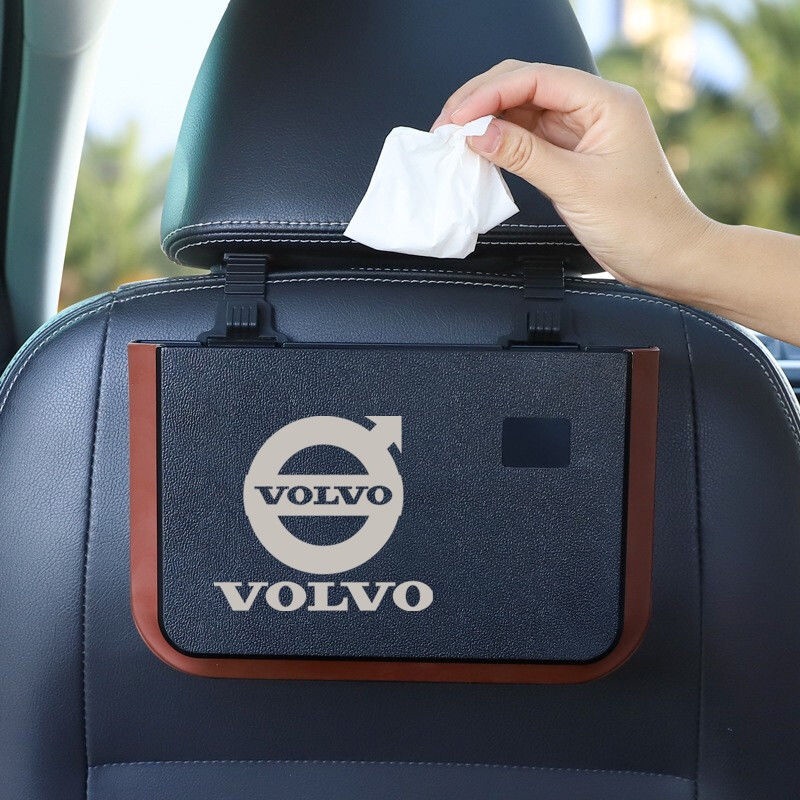 VOLVO LOGO車用垃圾桶座椅掛式XC60 XC90 S60 S90 V40 V60後排可摺疊收納收納盒