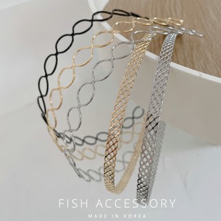 【fish acc】韓國進口ins金色銀色設計感鏤空髮箍氣質名媛風少女簡約百搭頭箍21724-111