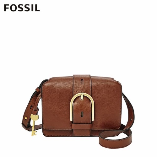 【FOSSIL】Wiley 真皮復古美型側背包-咖啡色 ZB7885200