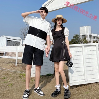 【COUPLE】不一樣的情侶裝夏裝感裙子2022新款潮流你衣我裙一衣一裙