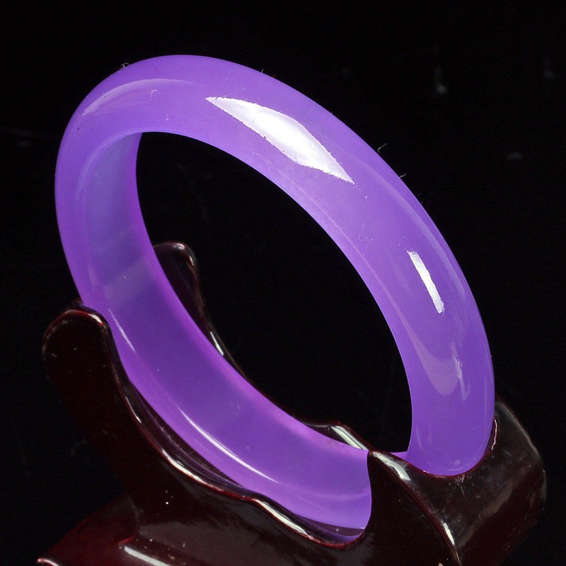 正品天然玉鐲紫色新疆金丝玉手镯紫罗兰玉镯子女款紫色玉手镯