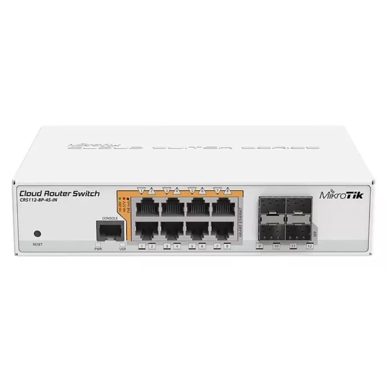 【RouterOS專業賣家】台灣公司貨 MikroTik POE Switch CRS112-8P-4S-IN