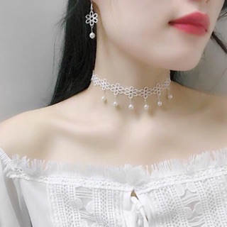 甜心美飾 花朵蕾絲 珍珠頸鍊 珍珠 項鍊 花朵 蕾絲 頸鍊 復古 珍珠 鎖骨鍊 蕾絲 造型 珍珠毛衣鍊 蕾絲 珍珠 項圈