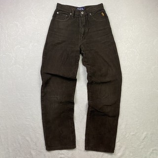 Polo Denim Jeans 美國製金標 稀有燈芯絨咖啡色直筒褲 小腰W26L34
