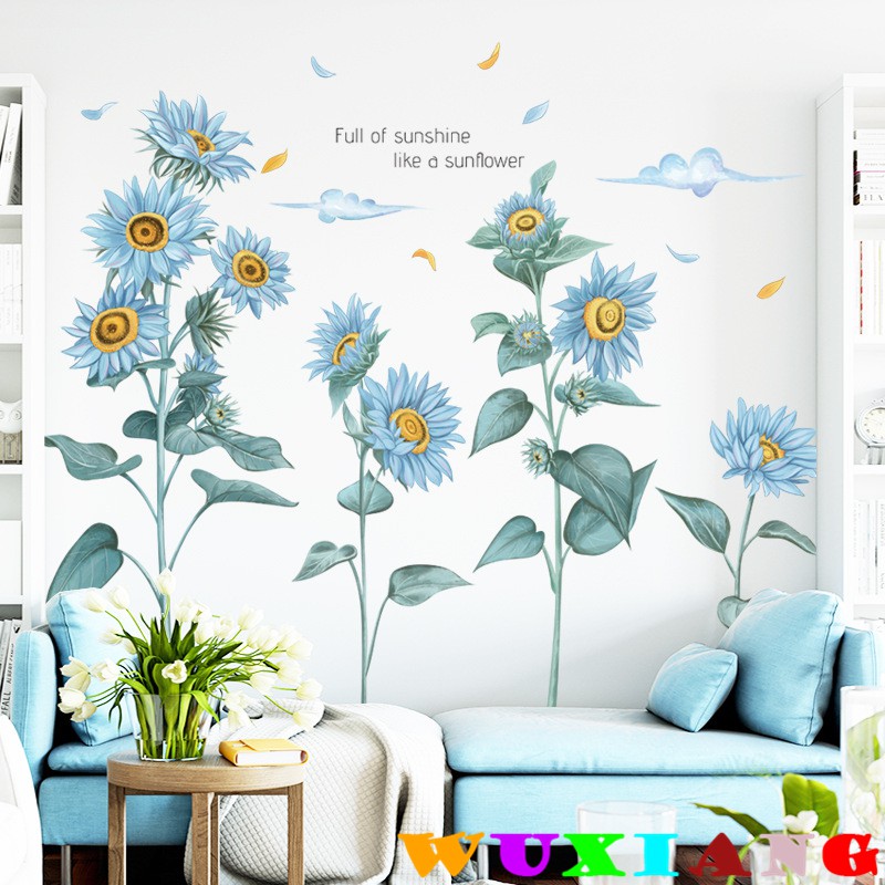 五象設計 暖藍向日葵背景牆裝飾貼紙