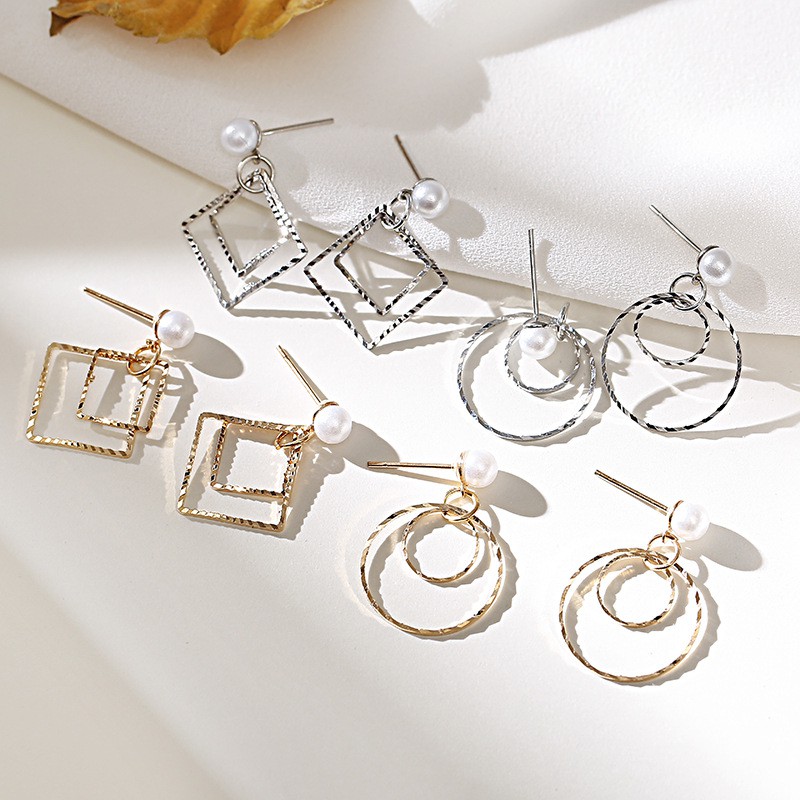 925純銀針 韓國優雅氣質 幾何圖形多款耳環-190652