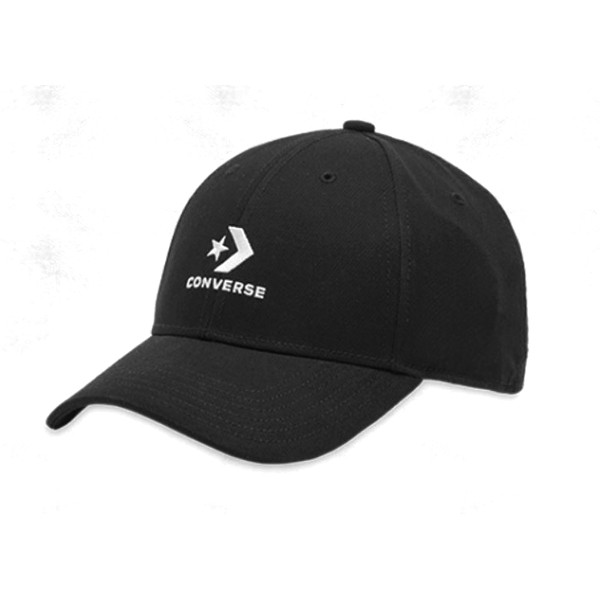 CONVERSE-棒球帽.鴨舌帽-10022130-A01- 黑色 基本款 老帽 電繡LOGO 星劍