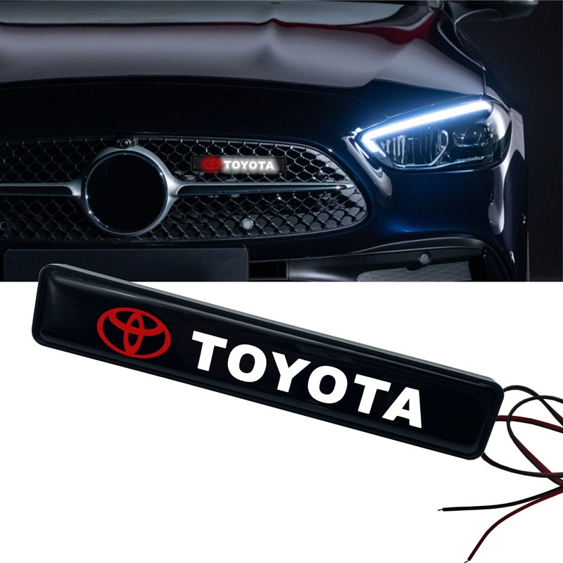 1 件裝汽車 LED 前罩格柵標誌徽章裝飾燈適用於豐田 C-hr 普拉多 Rav4 Yaris Hilux Prius