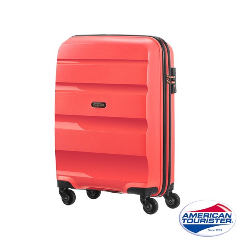 AT美國旅行者 20吋Zavis立體閃電防刮耐磨飛機輪硬殼TSA行李箱(銀織紋) Bon-Air可擴充登機箱(珊瑚紅)