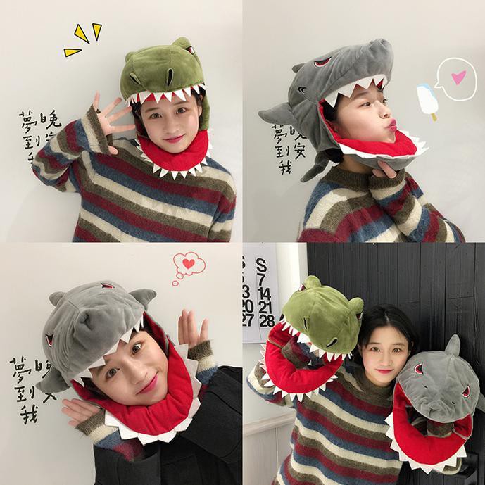 《shelly》大白鯊 頭套帽 大白鯊 恐龍 萬聖節 聖誕節 恐龍裝 鯊魚裝 cosplay 拍照道具 角色扮演 老蕭