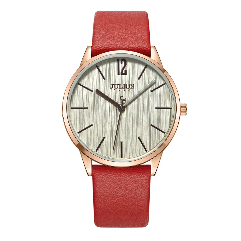 JULIUS 聚利時 秋日暖陽直紋錶面皮錶帶手錶 (36mm)二色