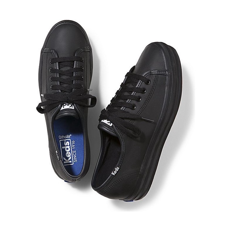 🔥限時7折 Keds TRIPLE KICK厚底皮革-黑