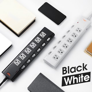 群加 PowerSync 高耐燃六開六插尿素防雷擊延長線(磁鐵固定)1.8M黑色 TN6B0018