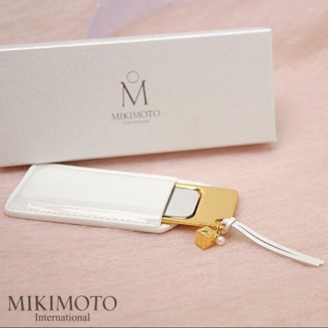 Mikimoto 光澤白色烤漆 粉色唇筆 隨身鏡 化妝鏡原廠正品全新專櫃精緻禮物包 蝦皮購物