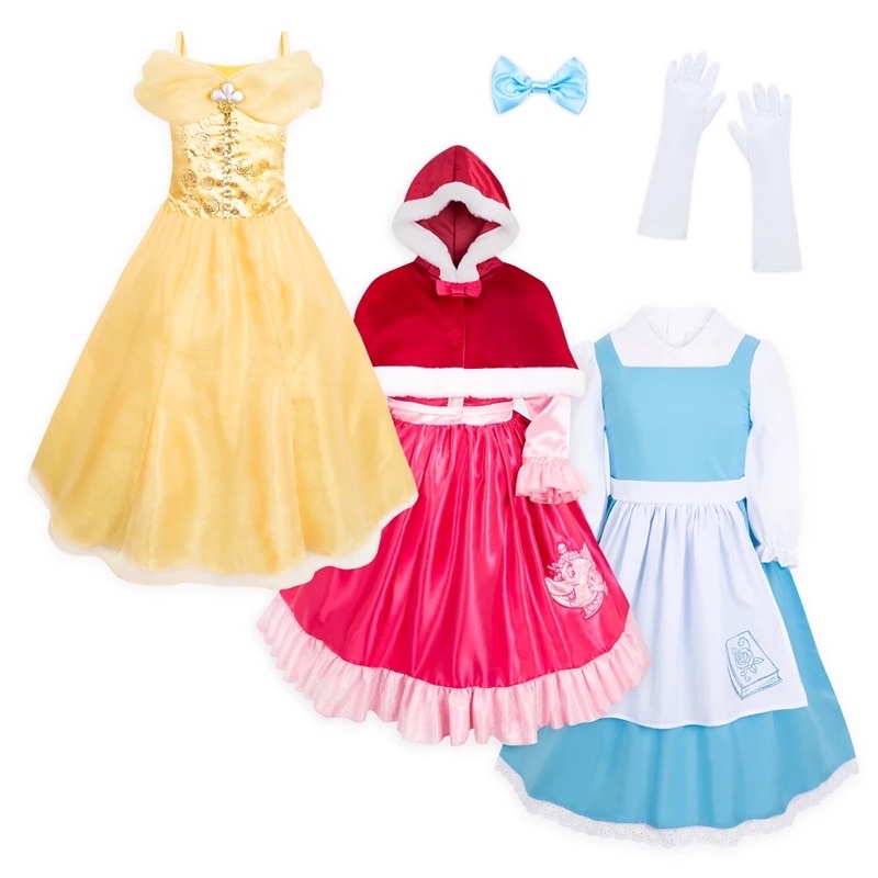 「現貨」美國迪士尼 萬聖節 變裝 公主 貝拉 美女野獸 貝兒公主道具服（四歲兒童），三套一組$4000