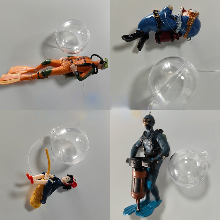 亞克力透明夾圓球diy魚缸創意透明球塑膠亞克力球擺件漂浮球4cm
