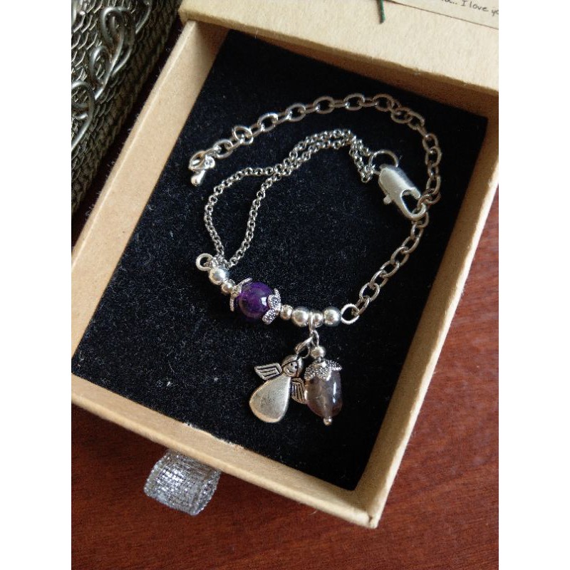 ♪極光紫鈦+紫水晶♪- 天然聖誕節交換禮物設計款手鍊