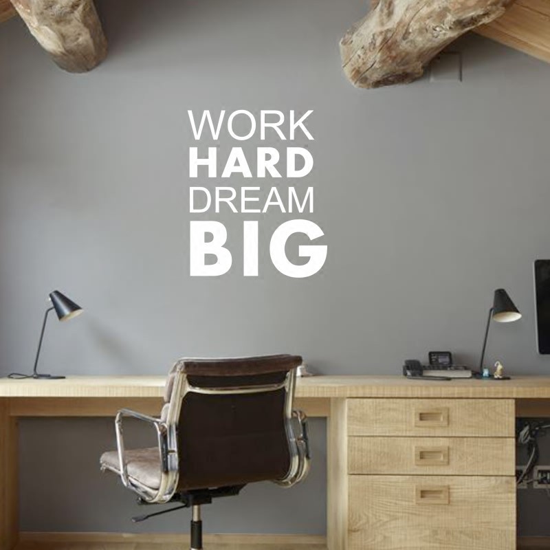 work hard dream big英文勵志標語墻貼辦公室工作臺創意文字背景