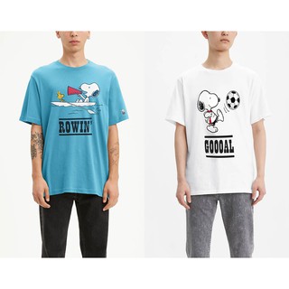 現貨☆【Levi's男生館】☆【Levi's X SNOOPY聯名短袖T恤】☆寬鬆版☆(天空藍色.象牙白色)