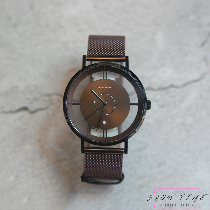 Max Max 個性女孩大錶徑 簍空 簡約 日期 腕錶-網狀米蘭鋼帶/咖啡面黑 MAS7040-H5 [ 秀時堂 ]