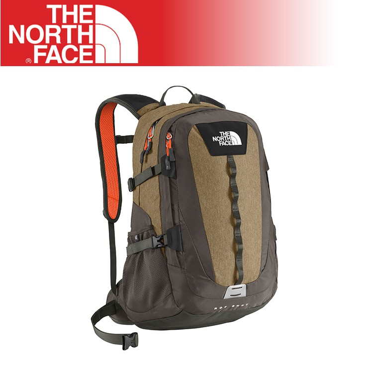 【The North Face 26L 17吋電腦背包《 褐灰/螢光橘》】CE80/休閒/出國/旅遊/悠遊山水