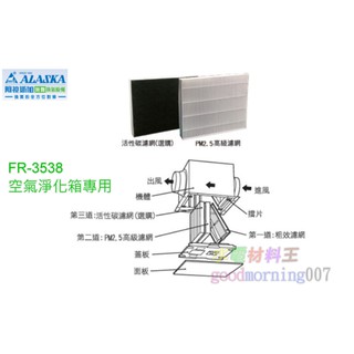 ☆水電材料王☆ 阿拉斯加 FR-3538空氣淨化箱 專用濾網 活性碳濾網 PM2.5高階瀘網