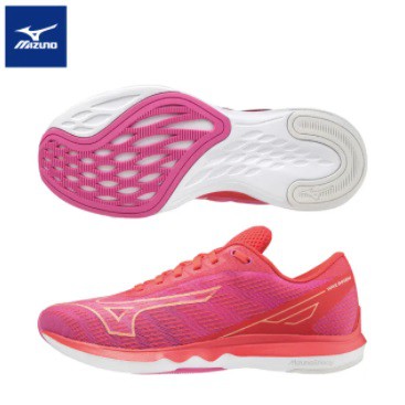 MIZUNO 美津濃 WAVE SHADOW 5 寬楦女款慢跑鞋 J1GD219780(慢跑鞋)粉桃紅慢跑鞋