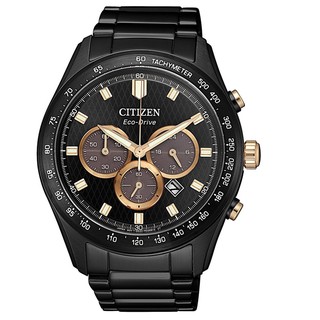 CITIZEN 星辰 光速時刻三眼 鋼錶黑x金 CA4458-88E 光動能【Watch On-line Store】