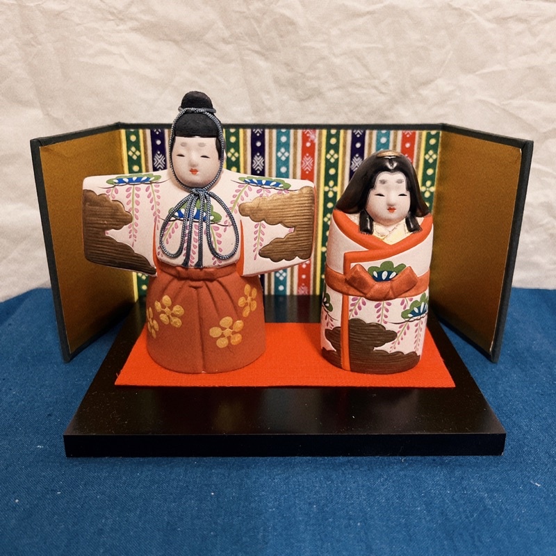 日本博多人形陶瓷手繪娃娃絕版收藏品((和服擬人立雛玩偶)居家擺飾 裝飾品/盒裝