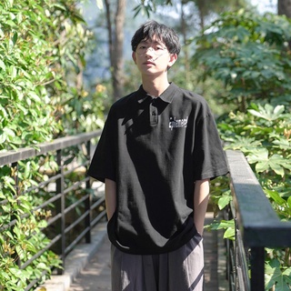 日系polo衫含棉短袖t恤男ins學院風寬松韓版學生BF半袖夏季上衣潮