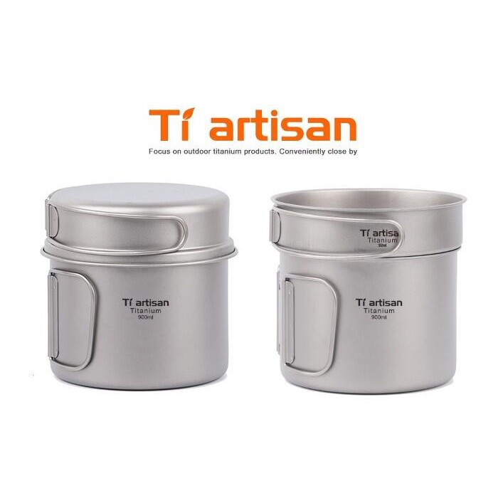 【山道具屋】鈦工匠 Ti artisan Ta8326 純鈦付煎盤蓋鈦鍋 套鍋(900+350ml/185g)