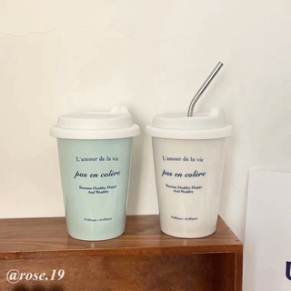 𝐑𝐨𝐬𝐞.𝟏𝟗 臺灣現貨· 送不鏽鋼吸管·私心最愛🤍小法式隨身杯｜咖啡杯｜吸管水杯｜早餐杯｜馬克杯｜情侶杯｜韓系ins風