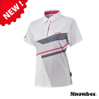 Snowbee Golf 女士塊狀幾何短袖Polo衫(速乾 V領修身腰身上衣 高爾夫球衣 健身 爬山 戶外 運動 網球)