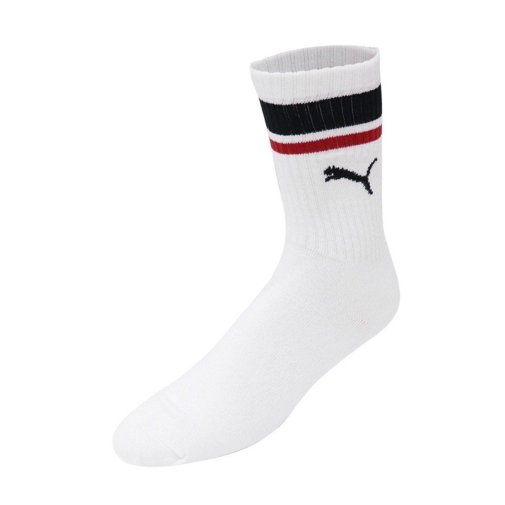 Puma 襪子 CLASSIC Socks 男女款 白 中筒襪 條紋 單雙入 經典款 彪馬【ACS】 BB109202