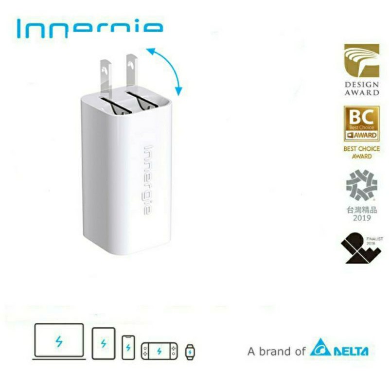 台達電innergie 60C PRO 摺疊版 PD充電器 內附CtoC線 相容iPhone