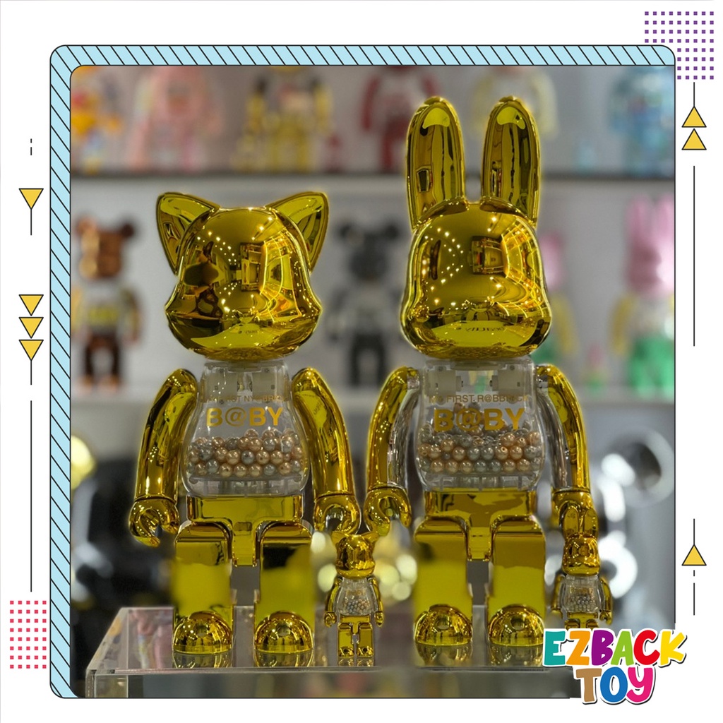 【Ezback 藝立倍】Be@rbrick 500%  MY FIRST R@BBRICK B@BY 貓兔 金銀