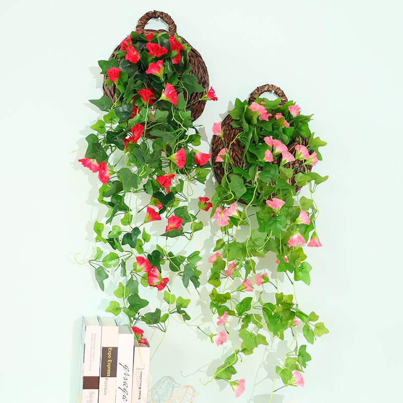仿真綠植仿真花壁掛花墻壁面裝飾花籃假花歐式吊籃客廳擺件牽牛花室內綠葉 蝦皮購物
