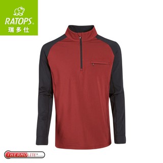【Ratops 瑞多仕 男Thermolite暖衣(袖配色)《赭紅/黑》】DB6005/中層衣/保暖長袖/休閒/悠遊山水
