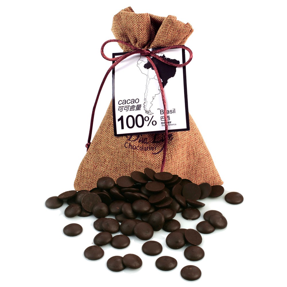 【Diva Life 比利時巧克力】巴西 100%黑巧克力鈕扣 90g/袋