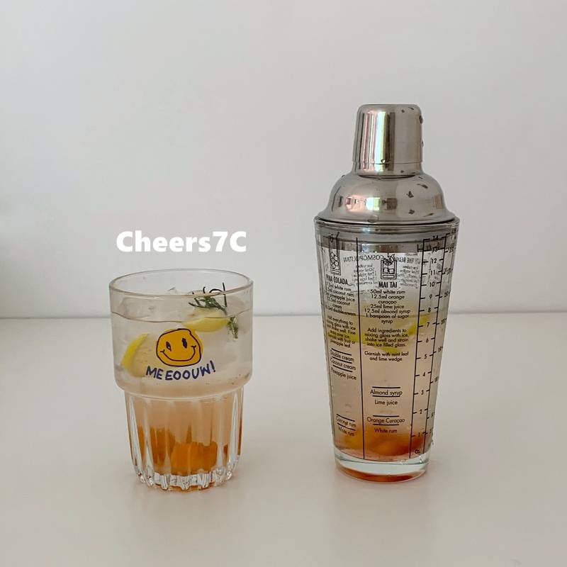Cheers7C 玻璃雪克壺雪克杯搗冰棒刻度手搖飲品調酒器雞尾酒奶茶手搖杯碎冰棒