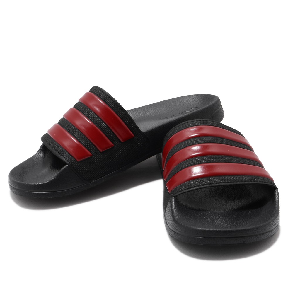 ADIDAS ADILETTE CLOUDFOAM系列 男款運動拖鞋 專業運動 游泳 黑紅 EG1884