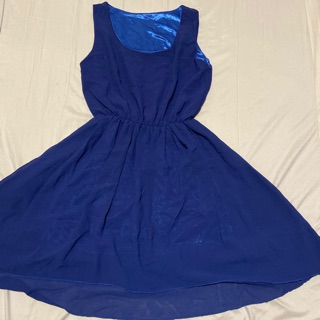 雪紡中長裙寶藍色洋裝