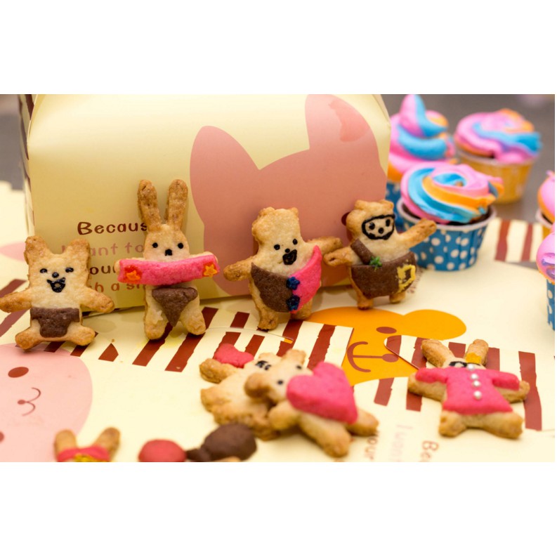 【vivi烘焙】韓國 餅乾模 兔子 卡通餅乾模 4種身體 10種表情包 表情餅乾模 小兔 小熊 表情印章