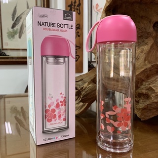 《特價$249》【樂扣樂扣】耐熱雙層玻璃水壺櫻花杯 隨身杯 雙層玻璃瓶身設計 高耐熱且持溫 濾器使用304不鏽鋼